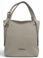 Skórzana torebka shopper LADUELLA pojemna mieści A4 jasny beż (ecru)