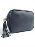 Włoska torebka listonoszka damska skórzana crossbody granatowa