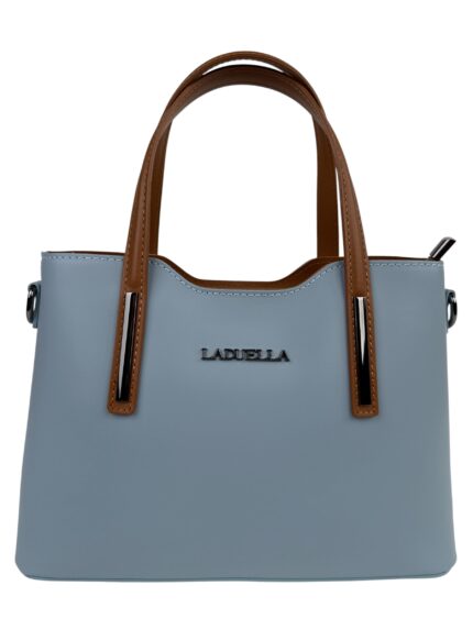 LADUELLA torebka damska kuferek skóra naturalna eleganska blękitna jasna
