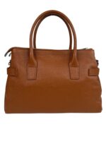 Skórzana torebka kuferek LADUELLA 3 komory biznesowa brązowa karmelowa