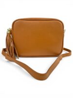 Skórzana torebka damska mała listonoszka crossbody włoska karmelowa