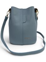 Torebka damska skórzana worek (bucket bag) na ramię LADUELLA jasnoniebieska