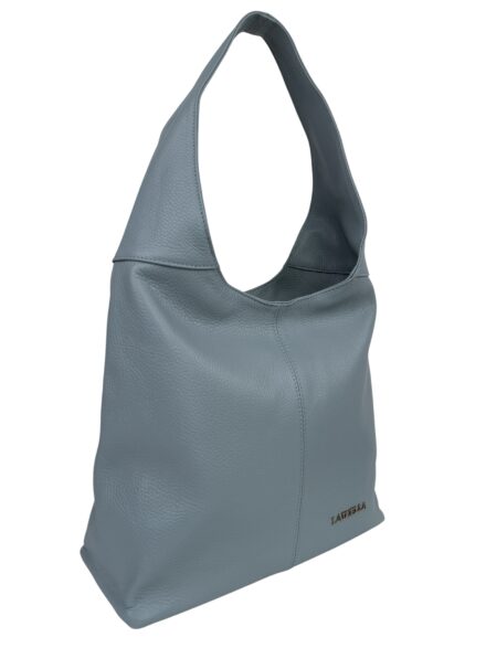 Torebka damska skórzana hobo shopper na ramię LADUELLA blękitna