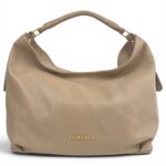 Skórzana torebka LADUELLA hobo worek włoska skóra naturalna cappuccino