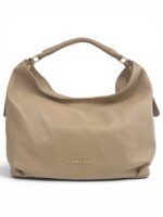 Skórzana torebka LADUELLA hobo worek włoska skóra naturalna cappuccino