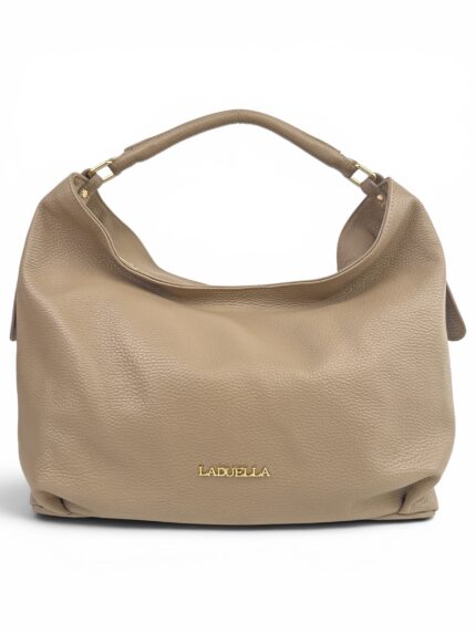 Skórzana torebka LADUELLA hobo worek włoska skóra naturalna cappuccino