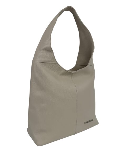 Torebka damska skórzana hobo shopper na ramię LADUELLA jasny beż