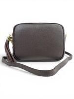Włoska torebka listonoszka damska skórzana crossbody brązowa czekoladowa