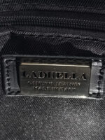 Torebka damska skórzana LADUELLA włoska skóra zamsz pleciona rączka czarna