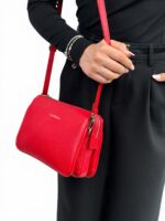 Elegancka torebka damska typu listonoszka skórzana LADUELLA czerwona