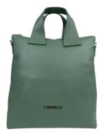 Torebka damska skórzana shopper A4 LADUELLA włoska skóra zielona ciemna