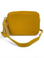 Włoska mała torebka damska skórzana listonoszka crossbody żółta