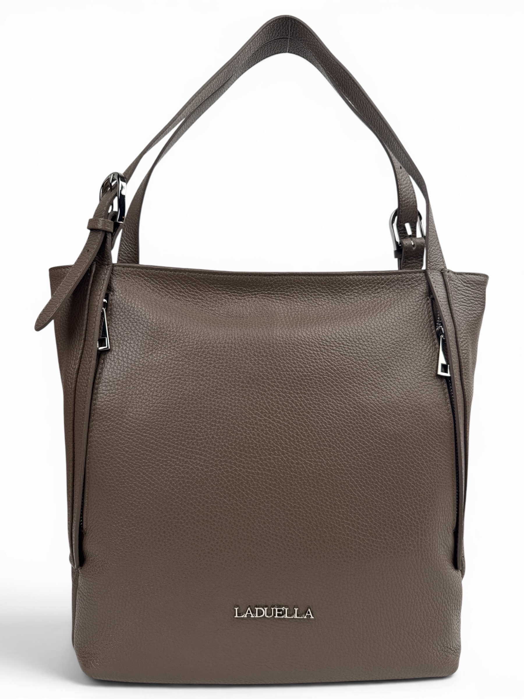 35abc0ef931374e6b04a426ff90a645e Torebka damska shopper skórzana mieści A4 LADUELLA beżowa taupe