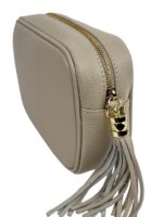 Włoska torebka listonoszka damska skórzana crossbody beżowa ( ecru )