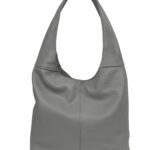 Torebka damska skórzana hobo shopper na ramię LADUELLA szara (perłowa)