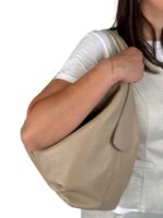 Skórzana torebka LADUELLA hobo worek włoska skóra naturalna cappuccino