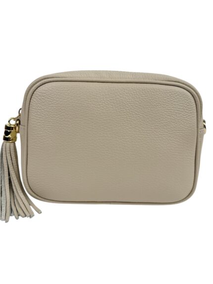 Włoska torebka listonoszka damska skórzana crossbody beżowa ( ecru )