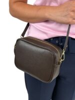 Włoska torebka listonoszka damska skórzana crossbody brązowa czekoladowa