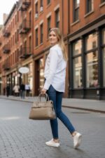 Skórzana torebka kuferek LADUELLA 3 komory biznesowa beżowa cappuccino