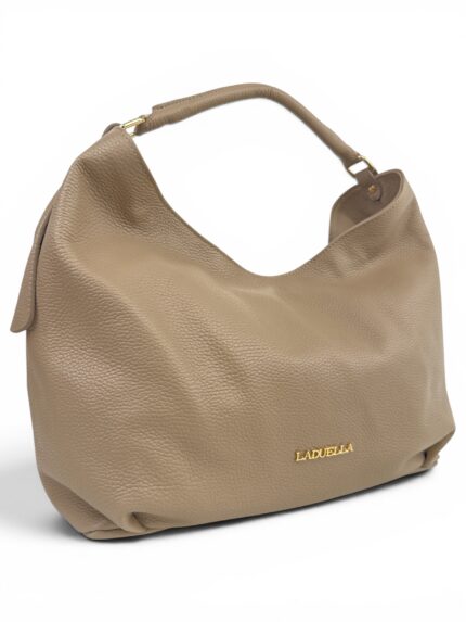 Skórzana torebka LADUELLA hobo worek włoska skóra naturalna cappuccino