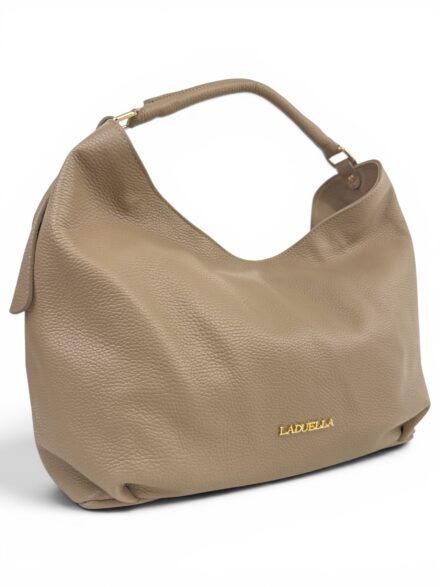 Skórzana torebka LADUELLA hobo worek włoska skóra naturalna cappuccino