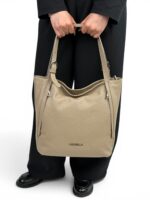 Włoska torebka shopper A4 LADUELLA skórzana damska beżowa (cappuccino)
