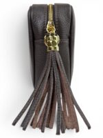 Włoska torebka listonoszka damska skórzana crossbody brązowa czekoladowa
