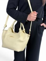 Torebka damska skórzana hobo mała na ramię i do ręnki LADUELLA jasnożółta