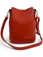 Torebka damska skórzana worek (bucket bag) LADUELLA czerwono-pomarańczowa