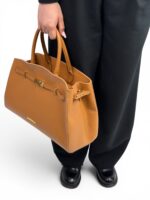 Shopperka damska skórzana A4 LADUELLA skóra naturalna Włochy brązowa camel