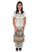 Skórzana torebka LADUELLA hobo worek włoska skóra naturalna cappuccino