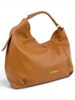 Skórzana torebka LADUELLA hobo worek włoska skóra naturalna brązowy camel