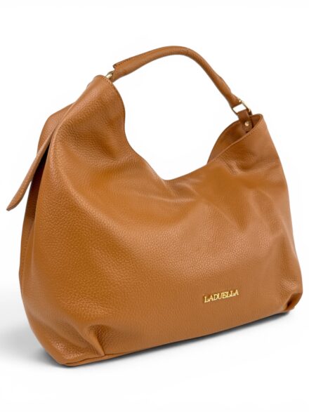 Skórzana torebka LADUELLA hobo worek włoska skóra naturalna brązowy camel
