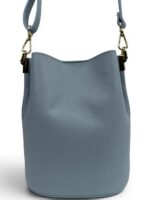 Torebka damska skórzana worek (bucket bag) na ramię LADUELLA jasnoniebieska