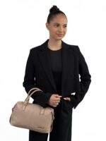Torebka elegancka damska kuferek skórzany LADUELLA różowa (pudrowy róż)