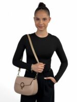 Skórzana torebka bagietka damska elegancka LADUELLA różowa (pudrowy róż)