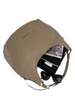 Skórzana torebka damska hobo na ramięi do ręki LADUELLA beżowa cappuccino