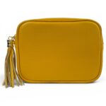 Włoska mała torebka damska skórzana listonoszka crossbody żółta