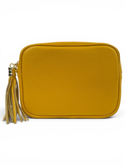 Włoska mała torebka damska skórzana listonoszka crossbody żółta