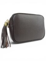 Włoska torebka listonoszka damska skórzana crossbody brązowa czekoladowa