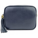 Włoska torebka listonoszka damska skórzana crossbody granatowa