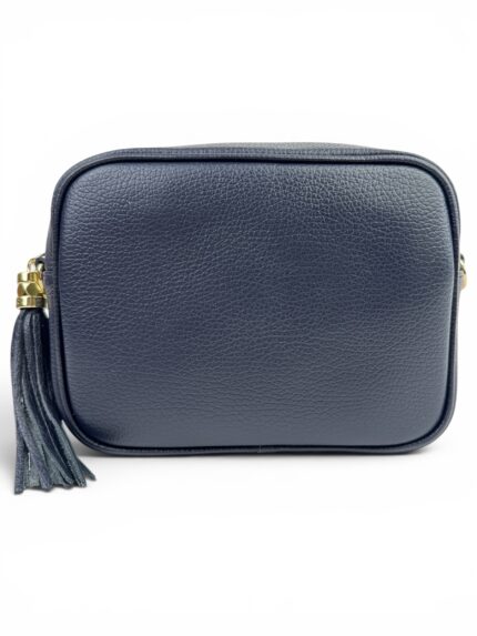 Włoska torebka listonoszka damska skórzana crossbody granatowa