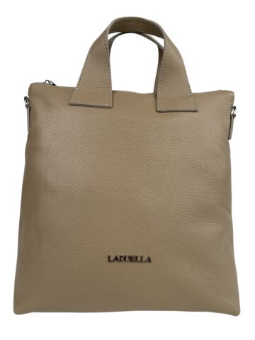 Torebka damska skórzana shopper A4 LADUELLA włoska skóra beżowa cappuccino