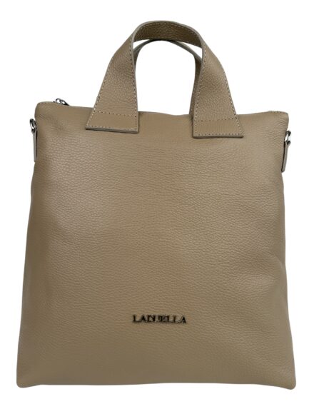 Torebka damska skórzana shopper A4 LADUELLA włoska skóra beżowa cappuccino