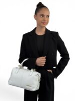 Włoska torebka damska skórzana kuferek do ręki i na ramię LADUELLA biała