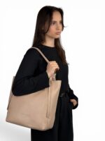 Torebka damska skórzana shopper A4 LADUELLA Włochy różowa (pudrowy róż)