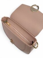 Skórzana torebka bagietka damska elegancka LADUELLA różowa (pudrowy róż)