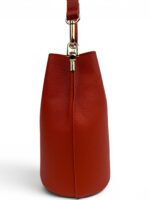 Torebka damska skórzana worek (bucket bag) LADUELLA czerwono-pomarańczowa