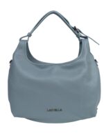 Torebka damska skórzana worek pojemna A4 LADUELLA błękitna pacyf
