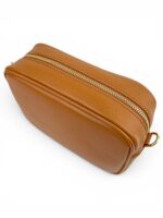 Skórzana torebka damska mała listonoszka crossbody włoska karmelowa